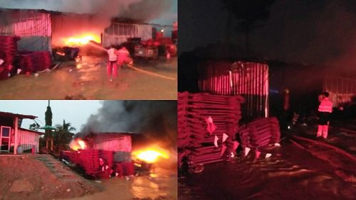 Борьба с огнем на складе строительного оборудования заняла больше часа. Фото: Полиция Кату