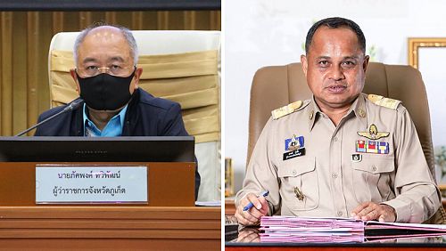 Министерство внутренних дел предложило сменить губернатора Пхукета. На место Пхакапхонга Тавипатаны [слева] предложено назначить Наронга Вунсиу. Фото: Khao Phuket / Phuket PR Department