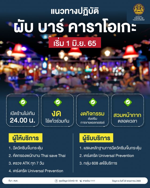 Таиланд смягчает коронавирусный контроль с 1 июля. Изображение: Information COVID-19 / Facebook