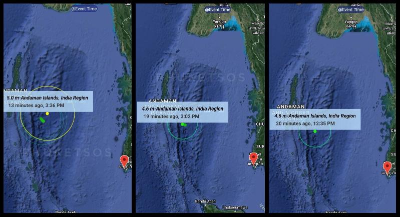 В районе Андаманских островов зафиксирована серия подводных землетрясений. Изображение: Phuket SOS