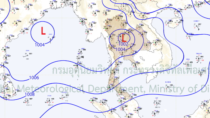 Зона низкого давления на карте Таиланда. Изображение: TMD