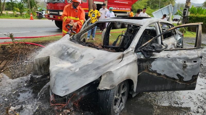 Автомобиль загорелся после ДТП в тамбоне Чернг-Талей
