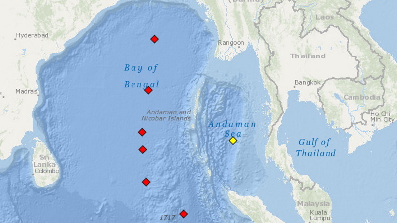 Станция 23461 на интерактивной карте NOAA (единственная рабочая в Бенгальском заливе). Фото: NOAA