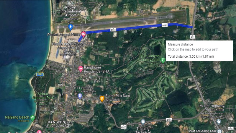 Участок дороги 4031 у ВПП аэропорта (работы ведутся не на всей протяженности). Фото: Google Maps