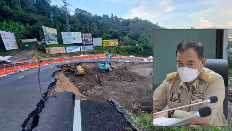 Ремонт дороги через перевал Кату-Патонг. Вице-губернатор Пичет Панапонг. Фото: PR Phuket и Kathu Municipality