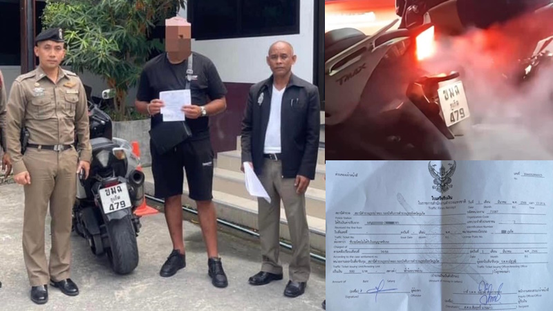 Турист из Франции, оштрафованный за «выжигание резины» на скутере в Патонге. Фото: Phuket Info Center
