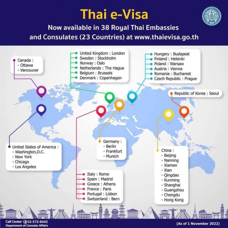 Выдачей электронных виз в прошлом году занимались консульства и посольства Таиланда в 23 странах. Фото: Ministry of Foreign Affaris