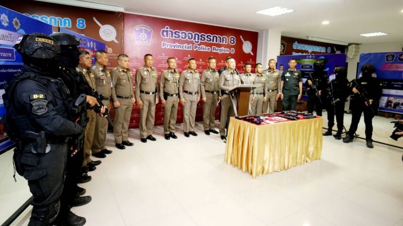Полиция подвела итоги операции Defeat Andaman в семи провинциях южного Таиланда. Фото: Region 8 Police