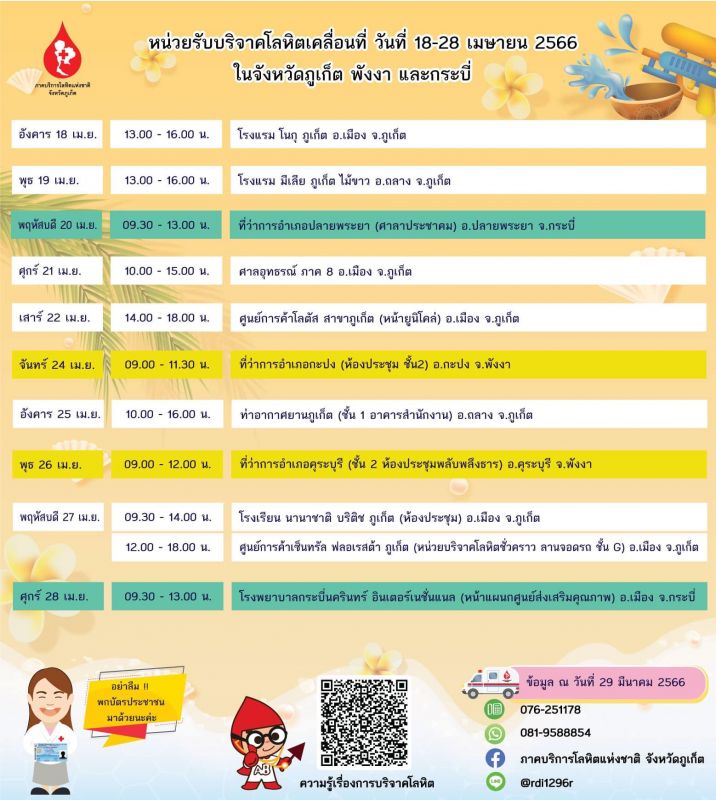 Расписание работы выездных донорских пунктов Красного Креста в апреле. Фото: Phuket RBC