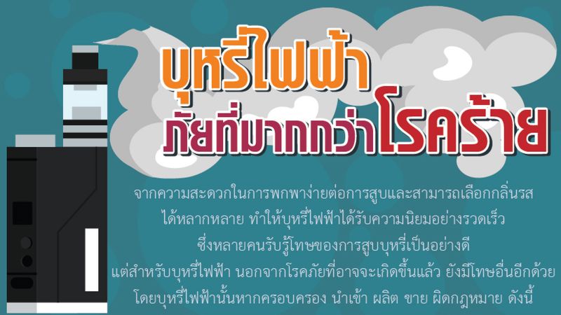 За незаконный ввоз электронных сигарет в Таиланд можно получить до 10 лет тюрьмы, за торговлю ими внутри страны – до 3 лет. Изображение: Ministry of Justice of Thailand